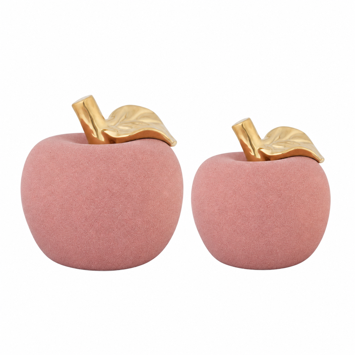 Golden Leaf Pink Luxe Apple Sculpture Made with Ceramic