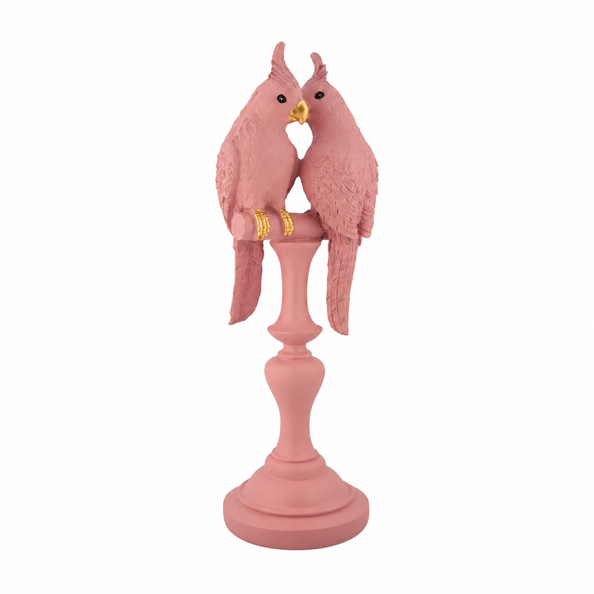 Blush Pink Cockatoo Couple on Pedestal Table Decor