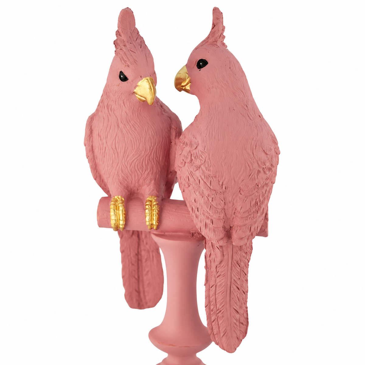 Blush Pink Cockatoo Couple on Pedestal Table Decor