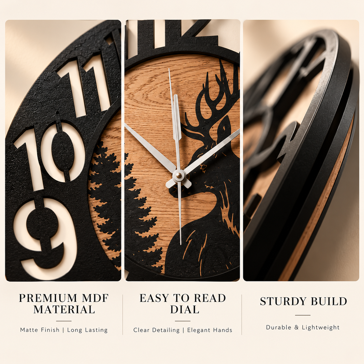 Rustic Deer Design Wall Clock