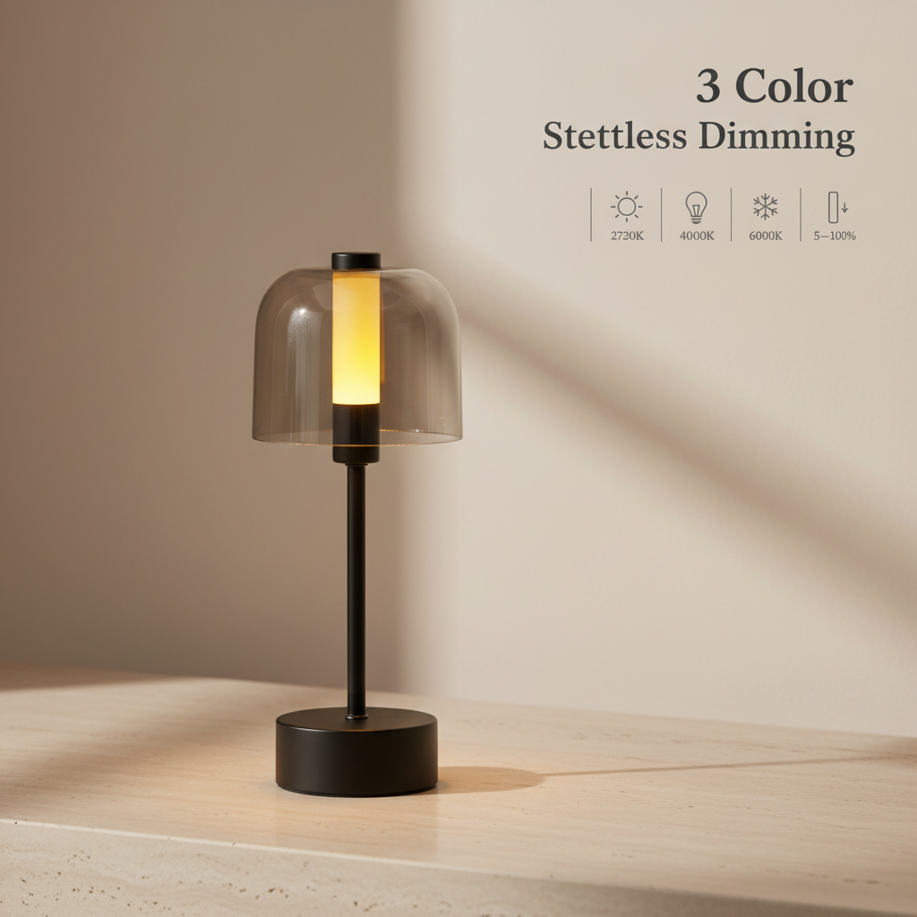 Luma Touch Cordless Dimmable Glass Table Lamp