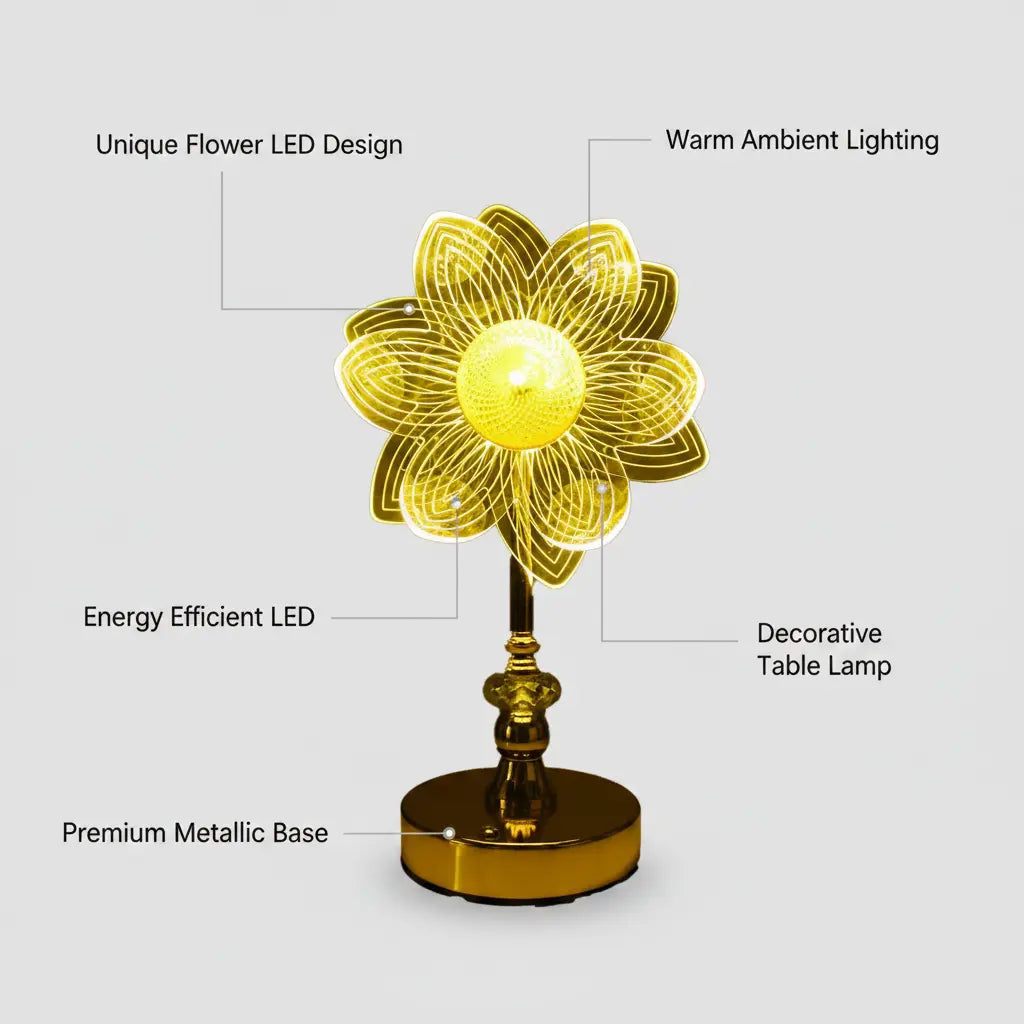 Flower LED Table Lamp with Warm Glow