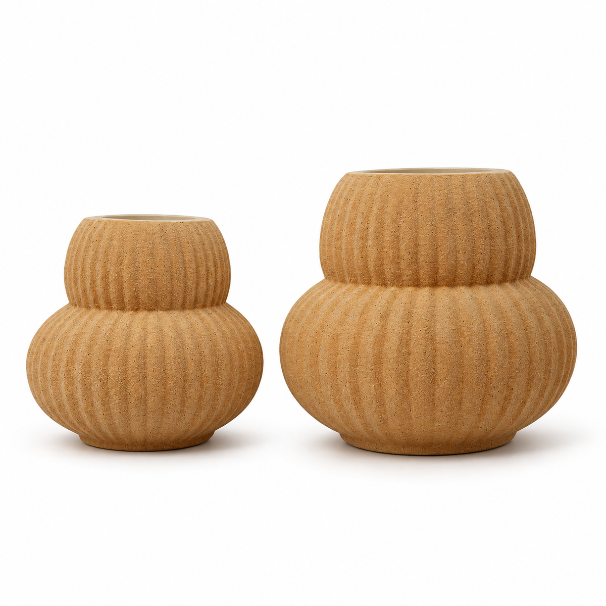 ribbed ceramic vase