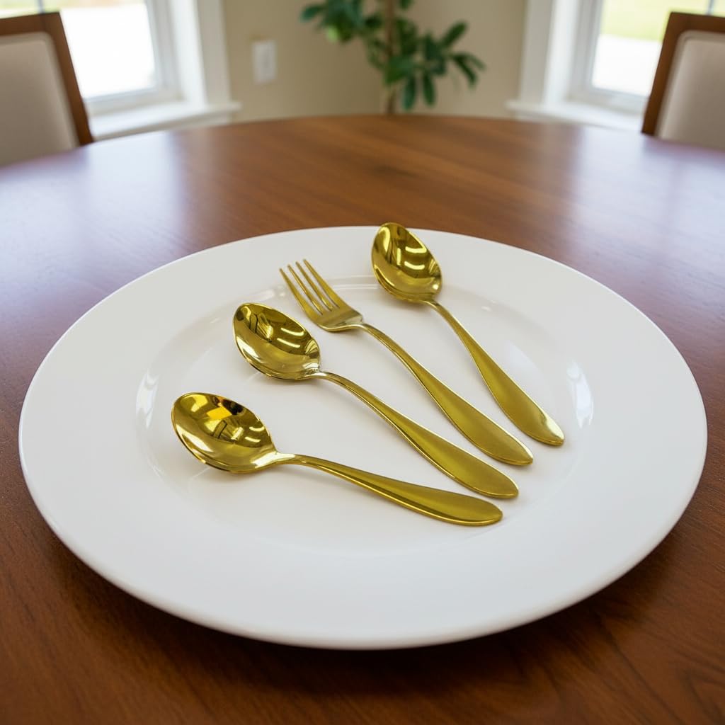 Golden Stainless Steel Cutlery Set 24