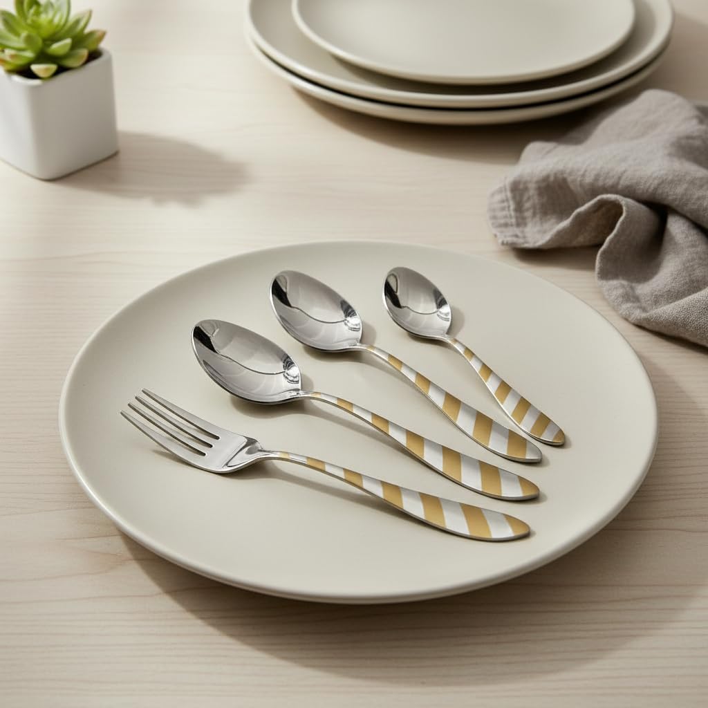 Striped Design Stainless Steel Cutlery Set 24
