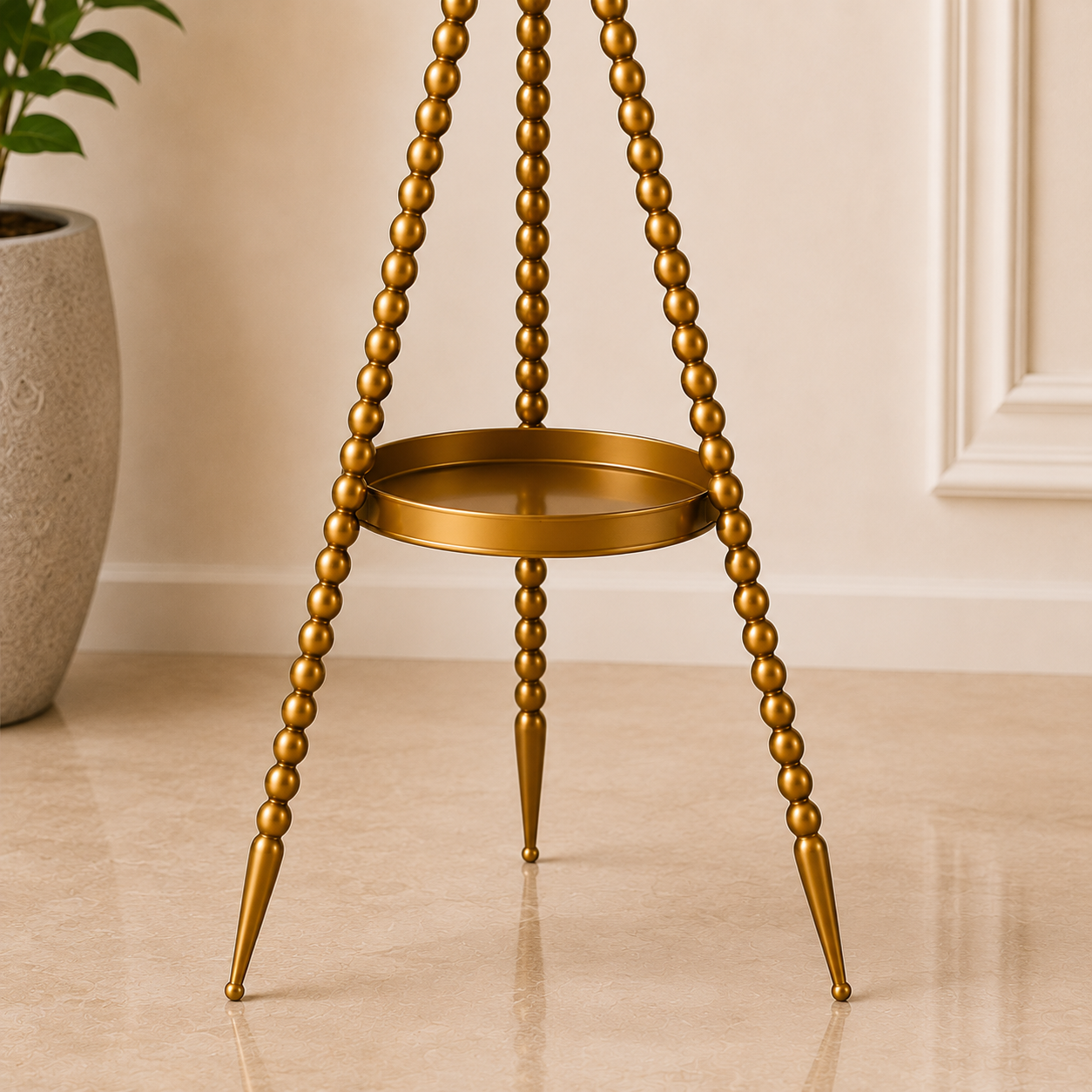 Vintage Gear Floor Clock with Tripod Stand – Antique Gold Finish
