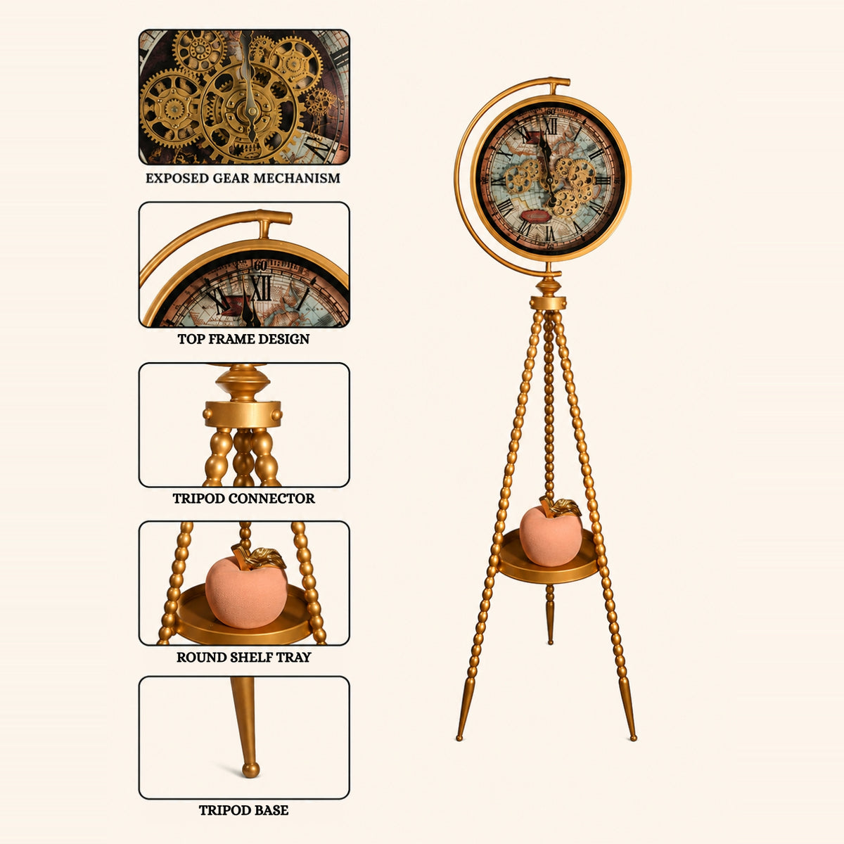 Vintage Gear Floor Clock