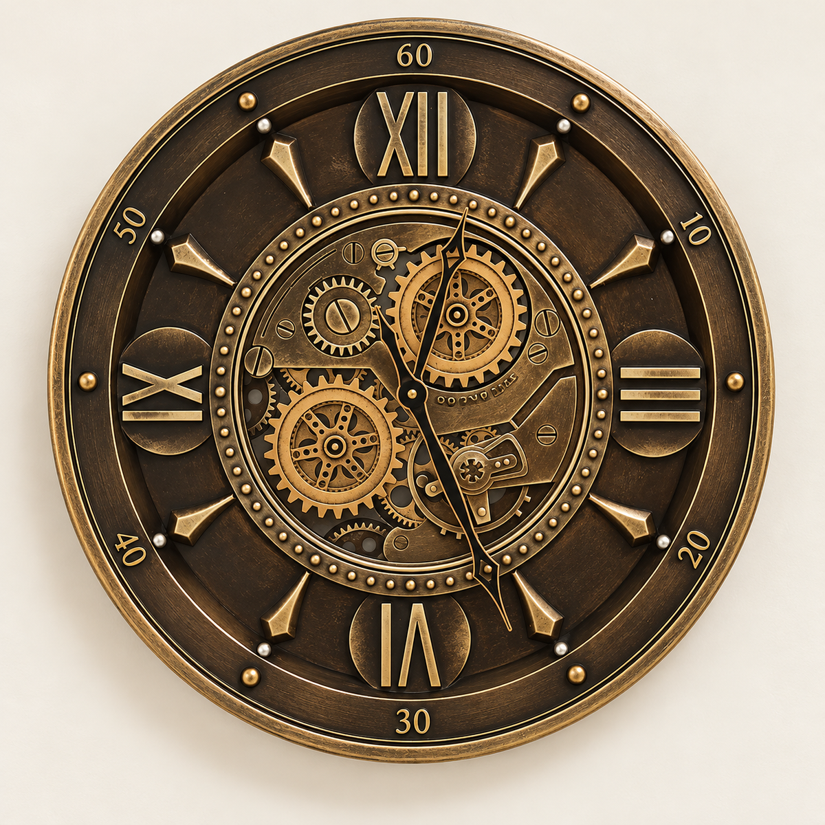 Moving Gear Metal Wall Clock