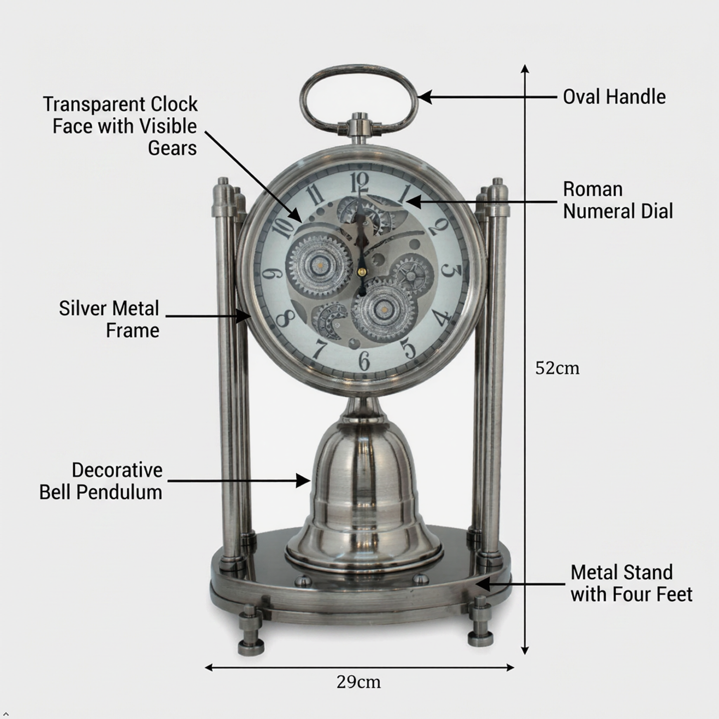 Vintage Gear Metal Table Clock