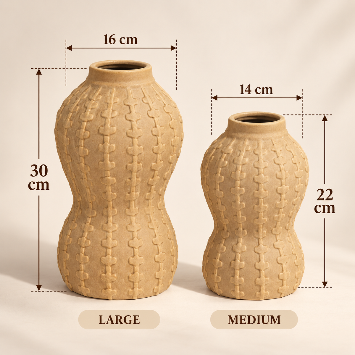 Textured Sculptural Ceramic Vase Set