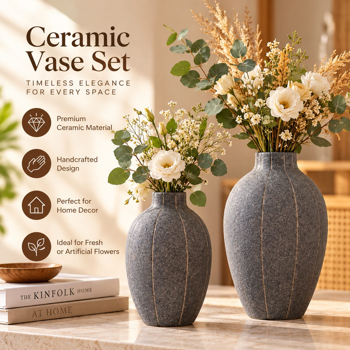 Ceramic Vase with Vertical groove