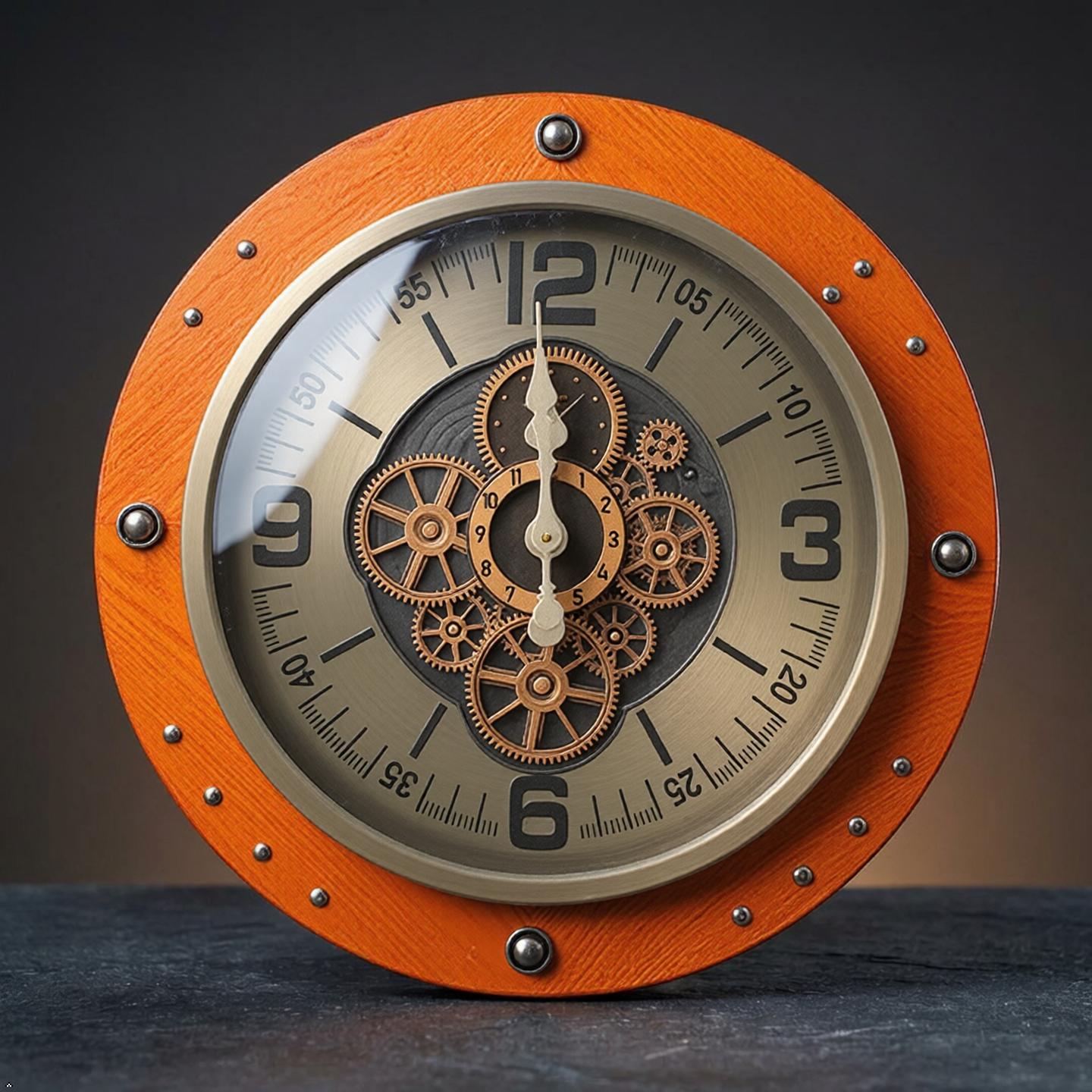 Modern bronze wall clock