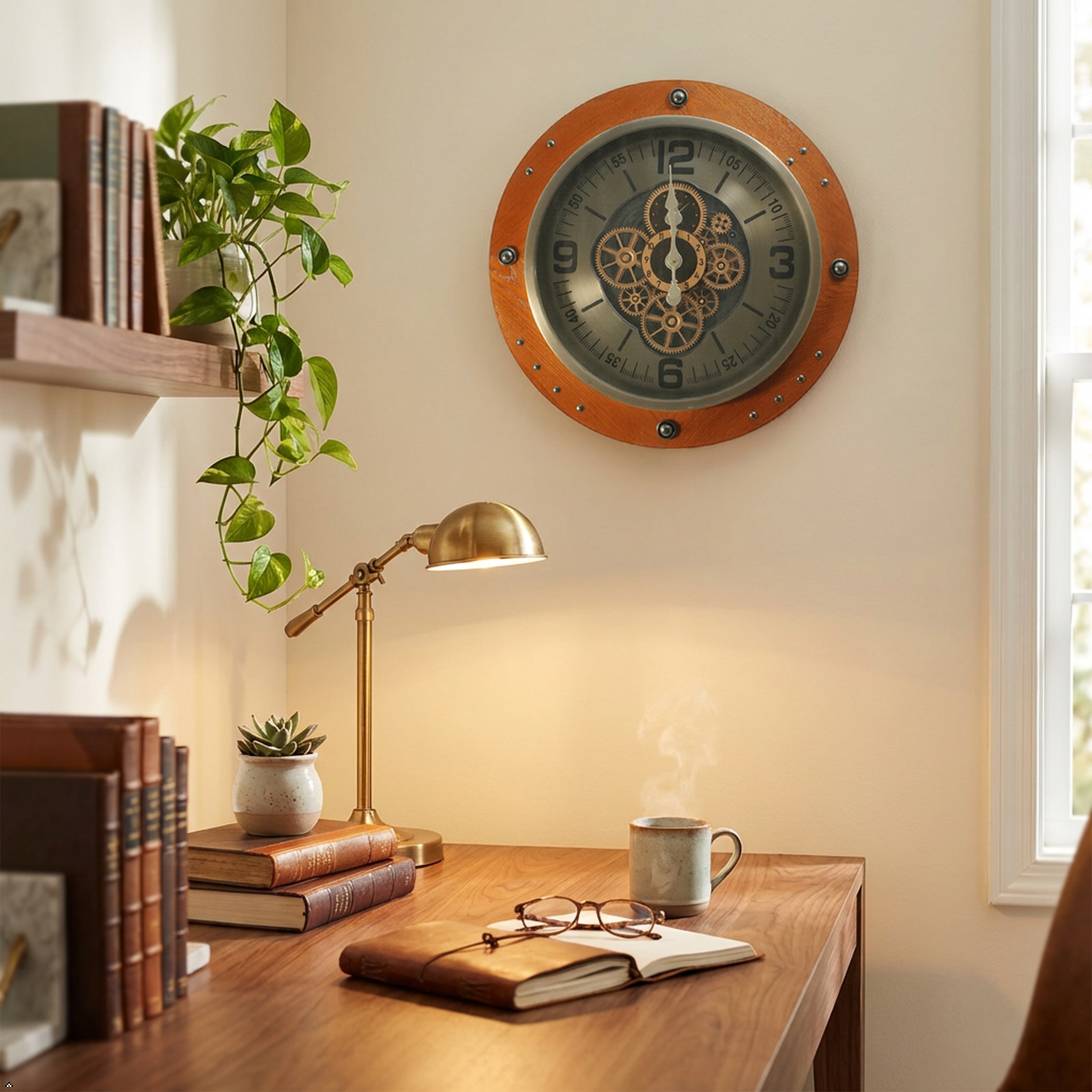 Modern bronze wall clock