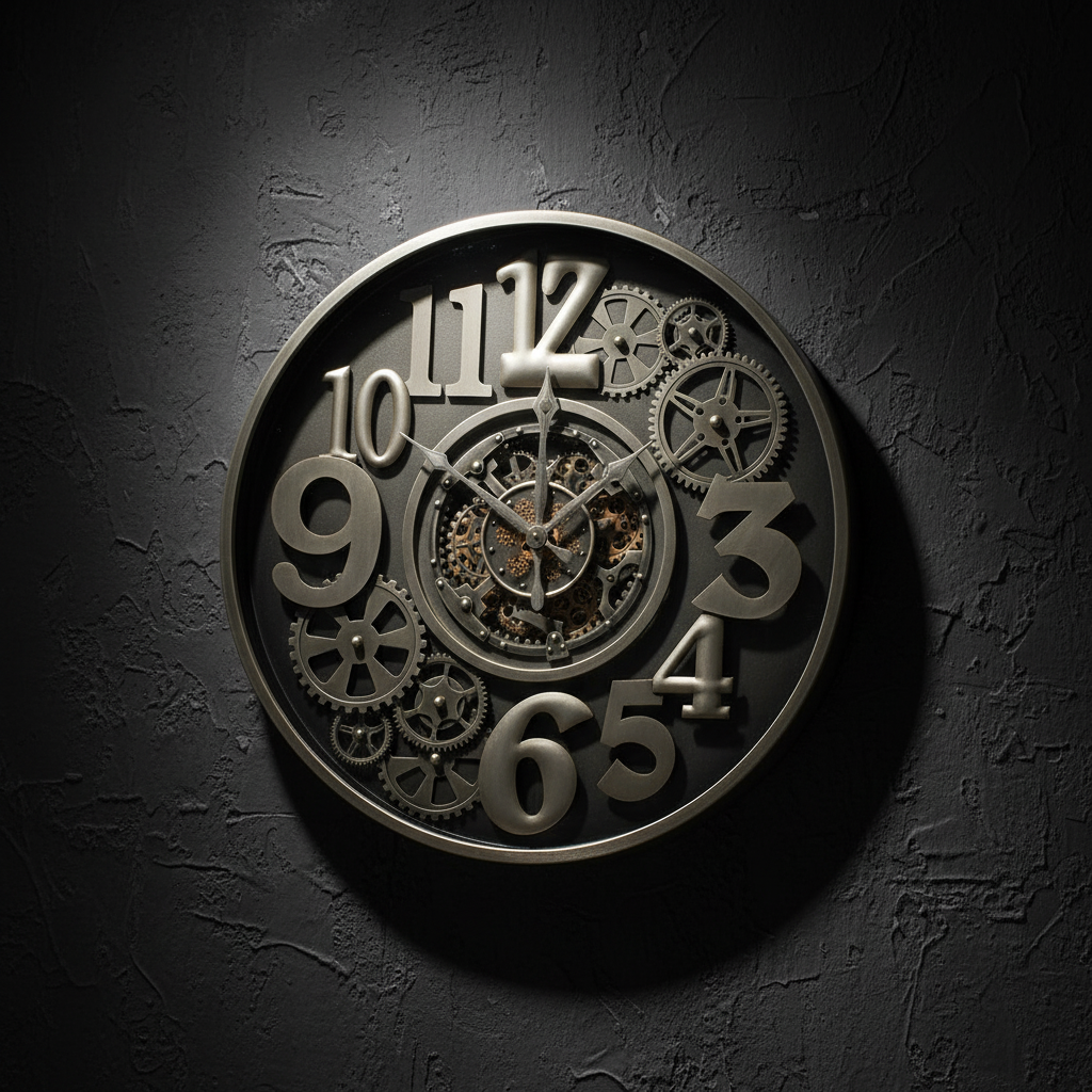 Steampunk Metal Wall Clock with 3D Numbers