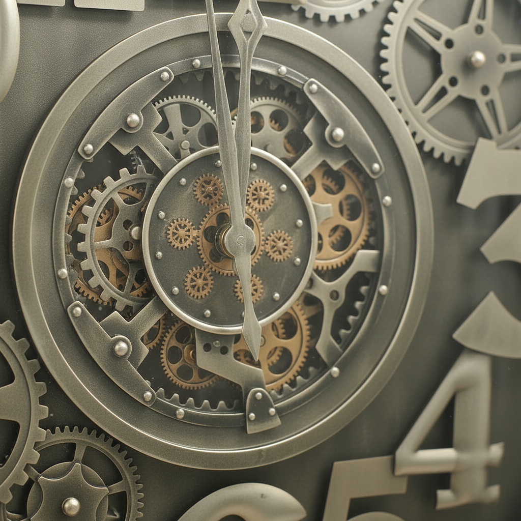 Steampunk Metal Wall Clock with 3D Numbers