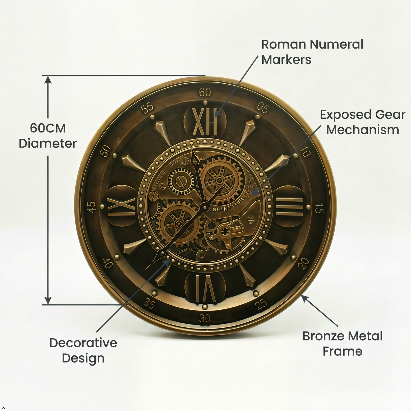 Moving Gear Metal Wall Clock