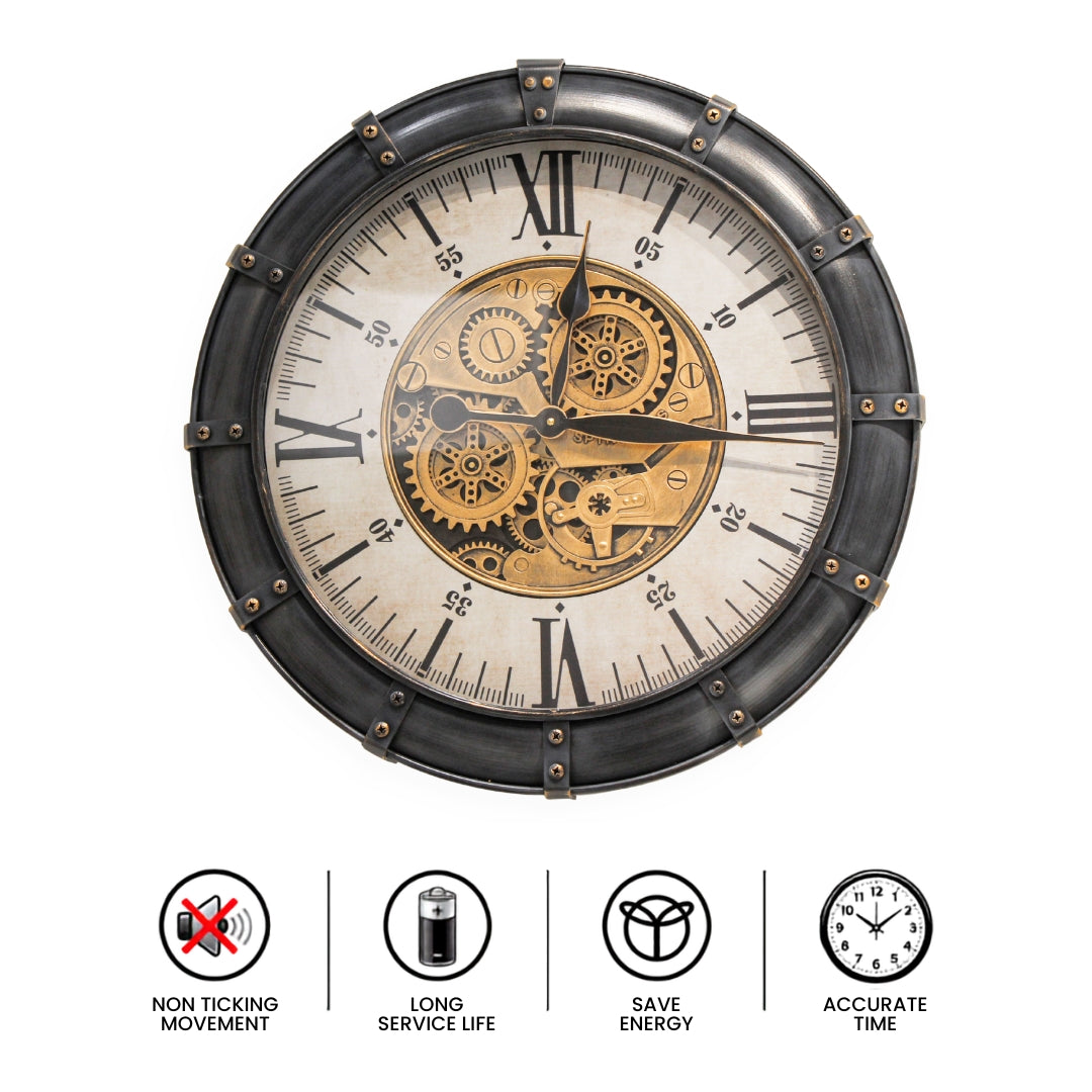 Old Town Roman Gear Wall Clock