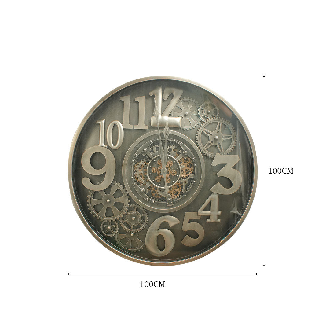 Steampunk Metal Wall Clock with 3D Numbers