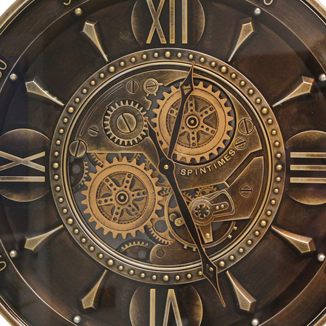 Moving Gear Metal Wall Clock