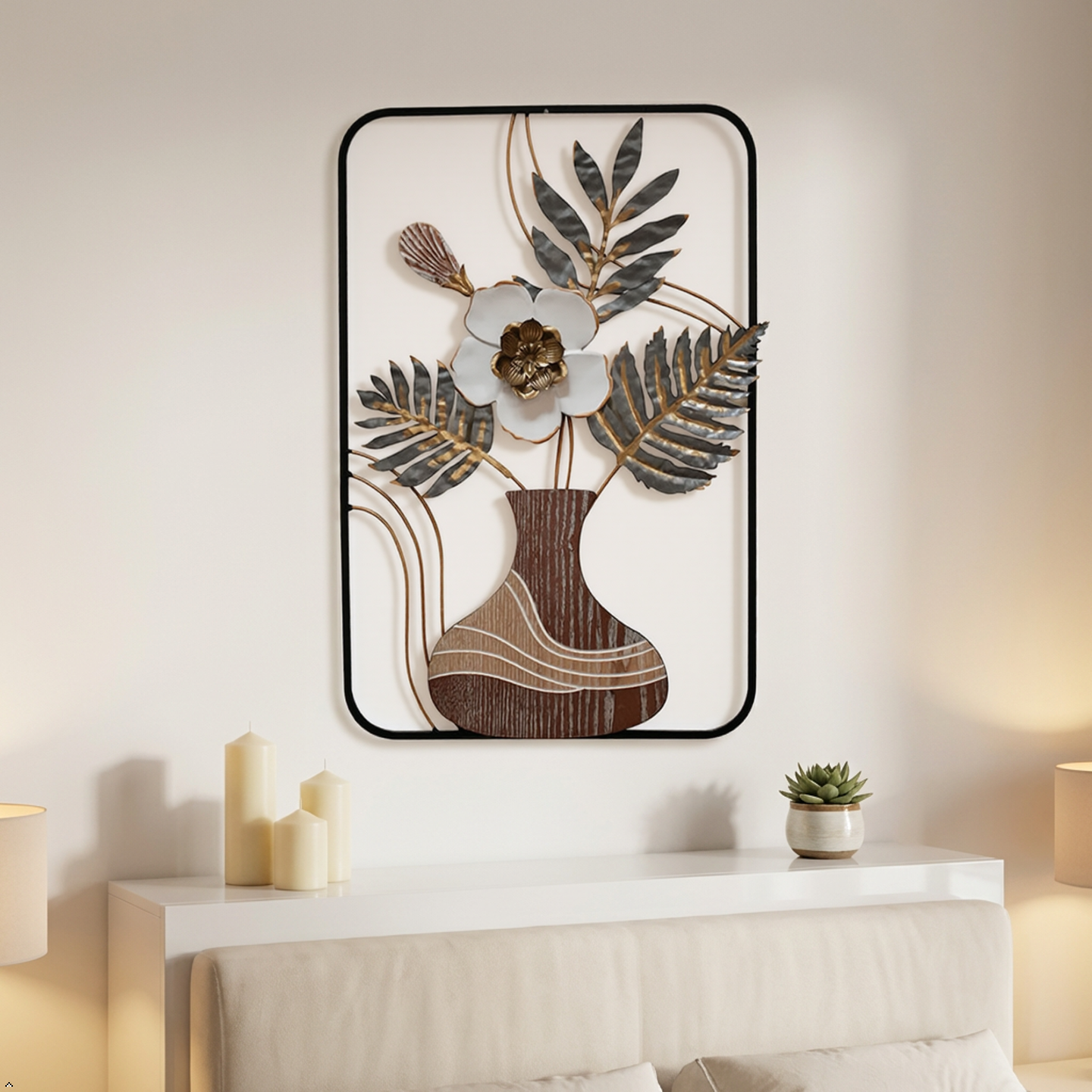 Floral Vase Metal Wall Art