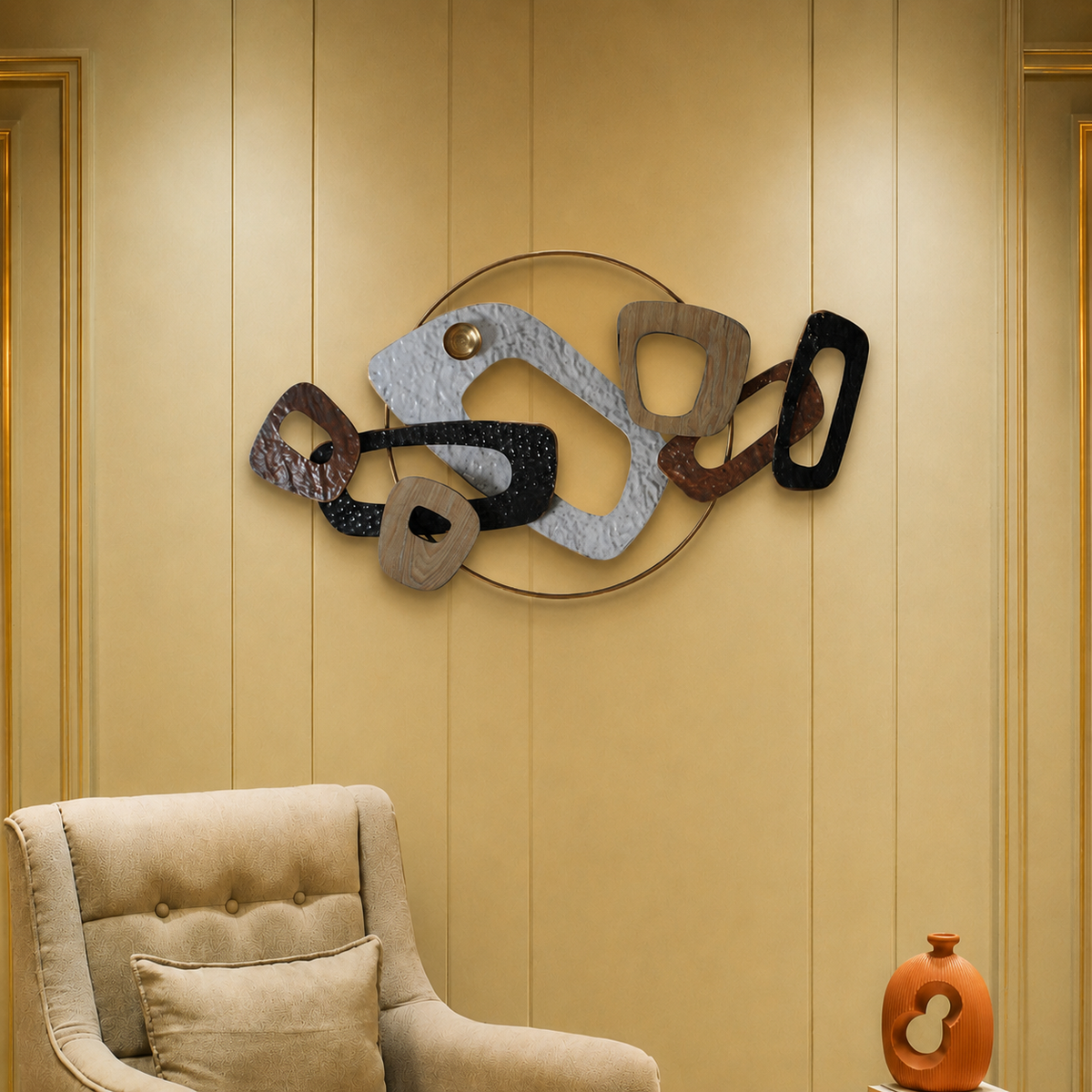Modern Abstract Metal Wall Art – Luxury Geometric Wall Décor