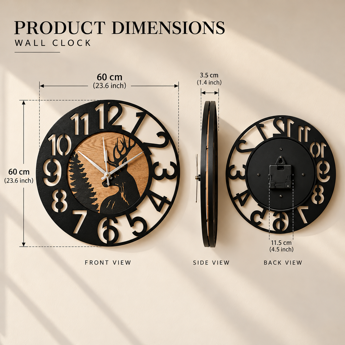 Rustic Deer Design Wall Clock
