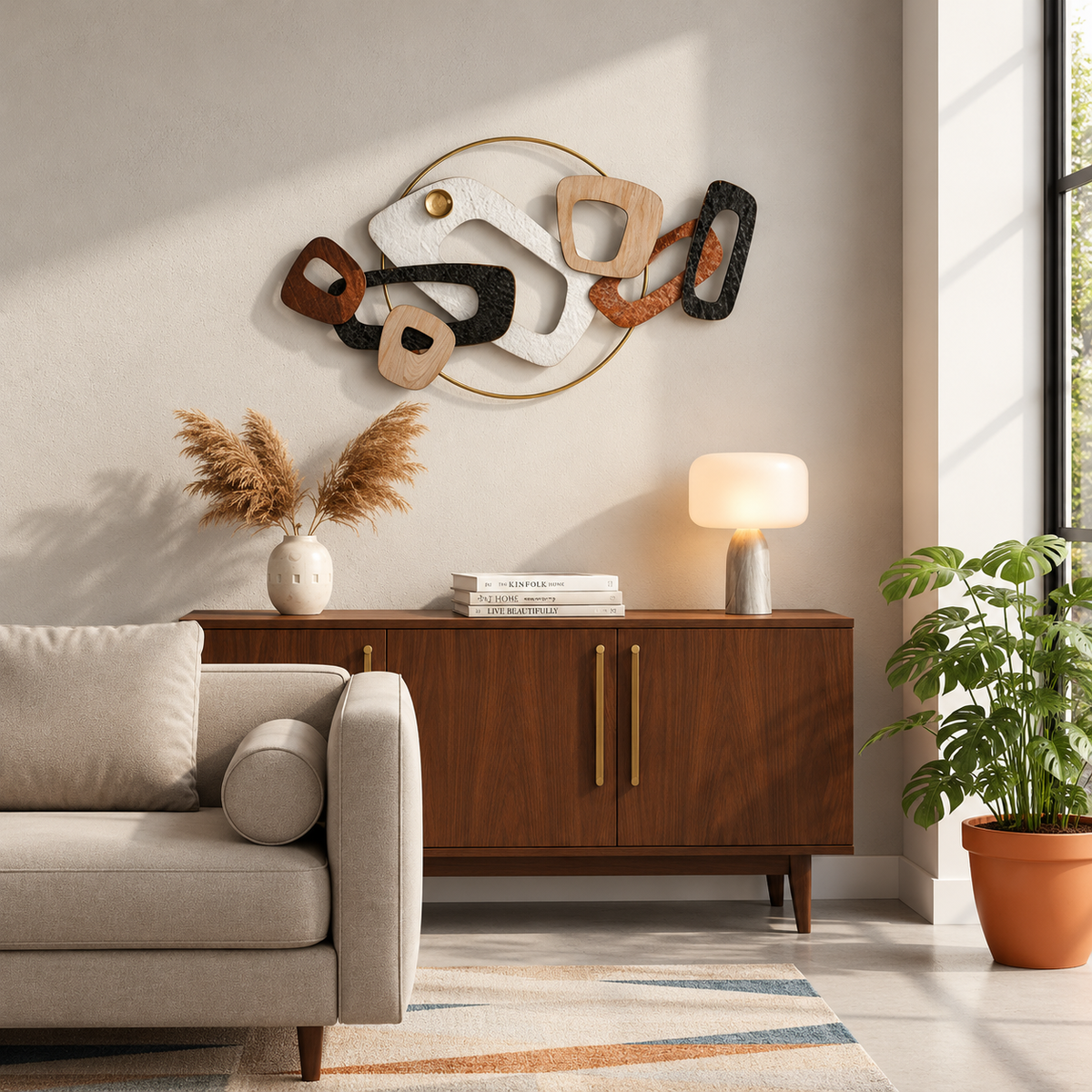 Modern Abstract Metal Wall Art – Luxury Geometric Wall Décor