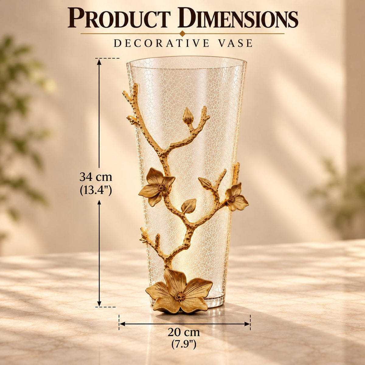 Gold Floral Glass Vase