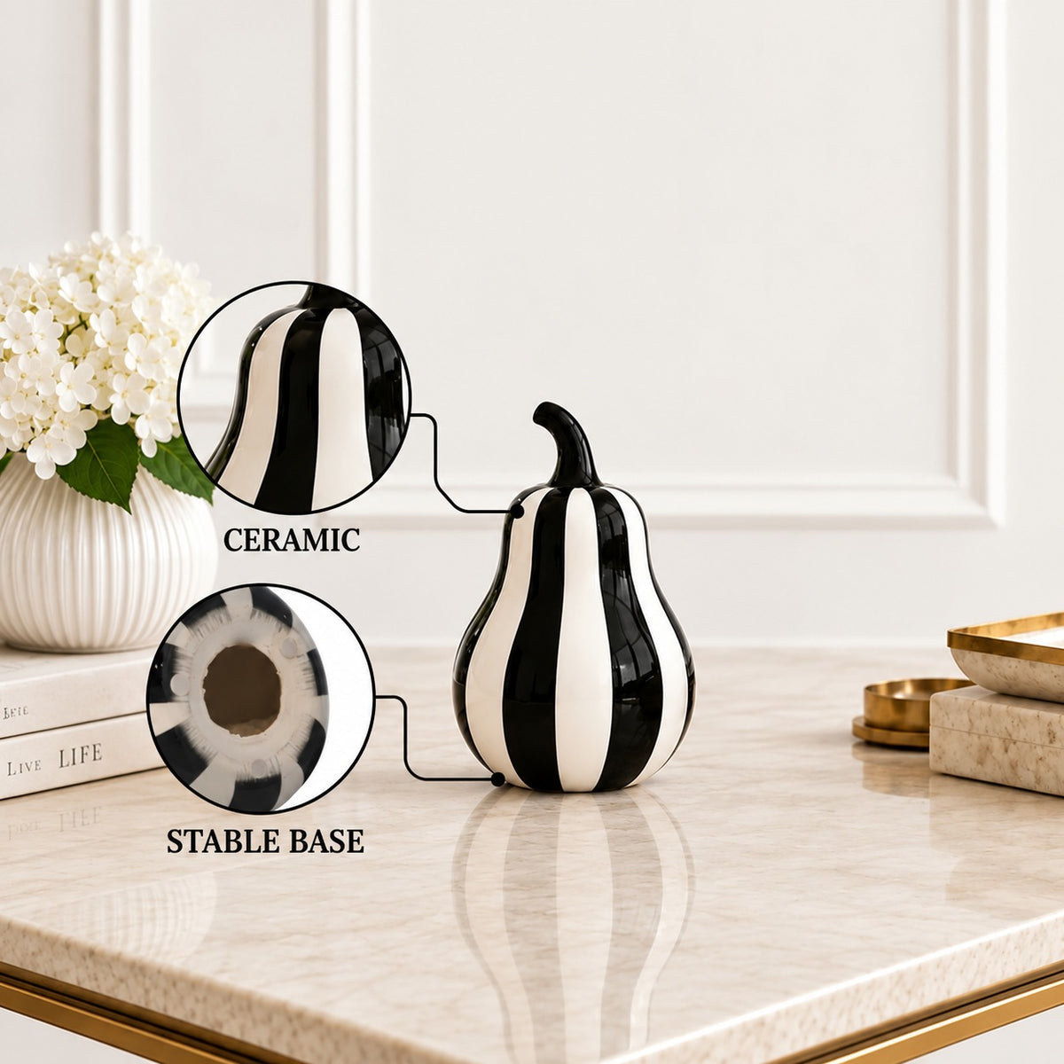 Monochrome Pear Decor Pair