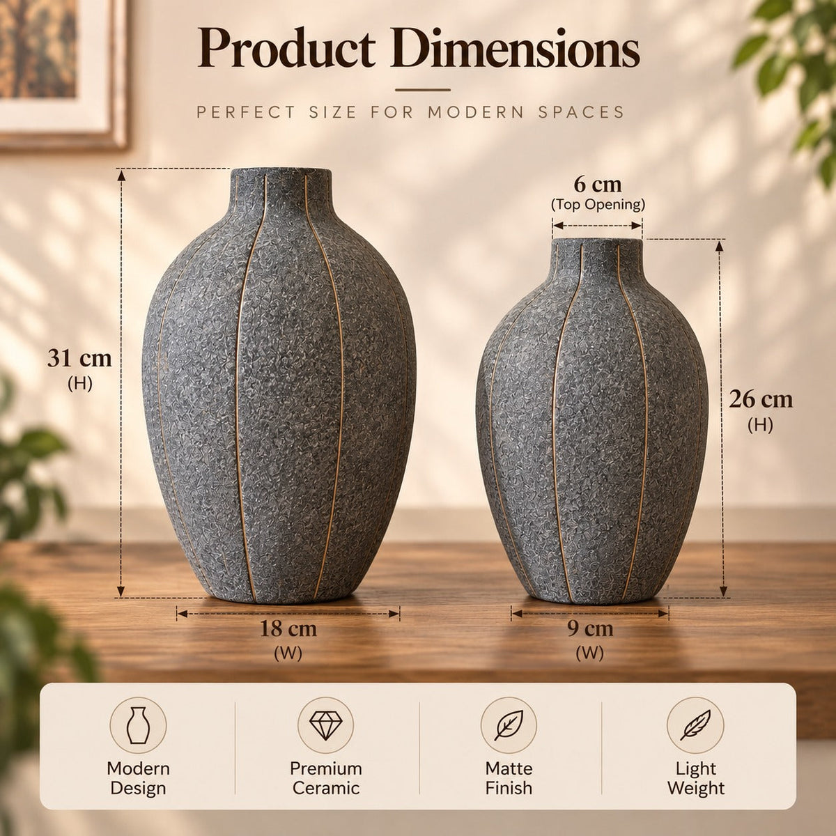 Ceramic Vase with Vertical groove