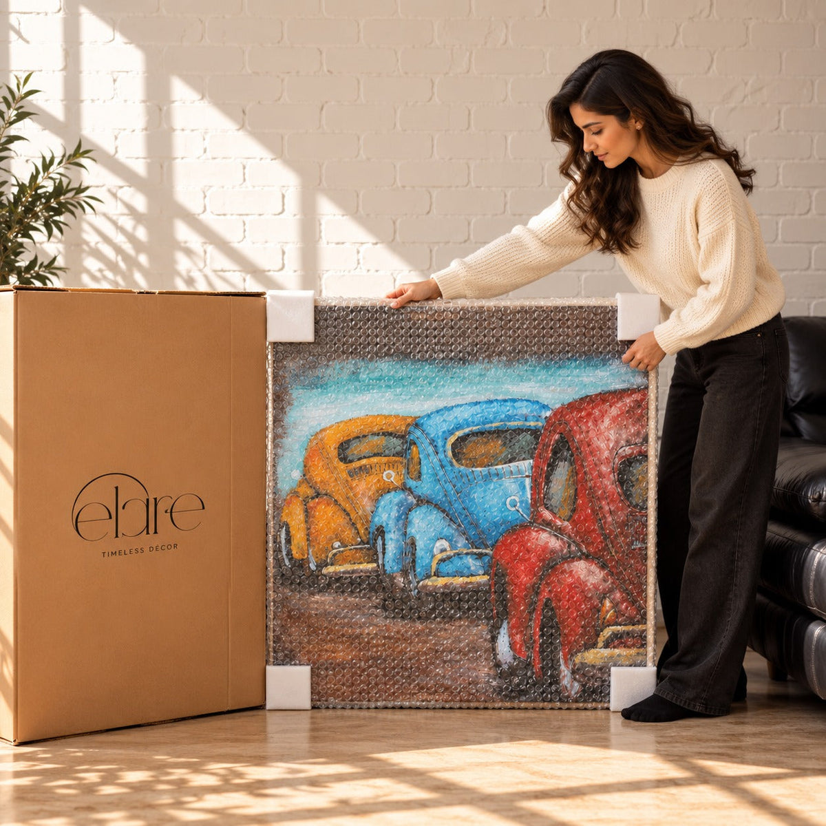 Vintage Cars 3D Metal Wall Art – Multicolour (100 × 100 cm)