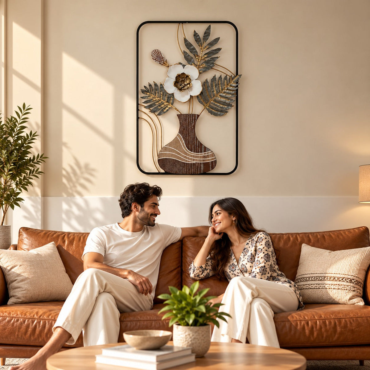 Floral Vase Metal Wall Art