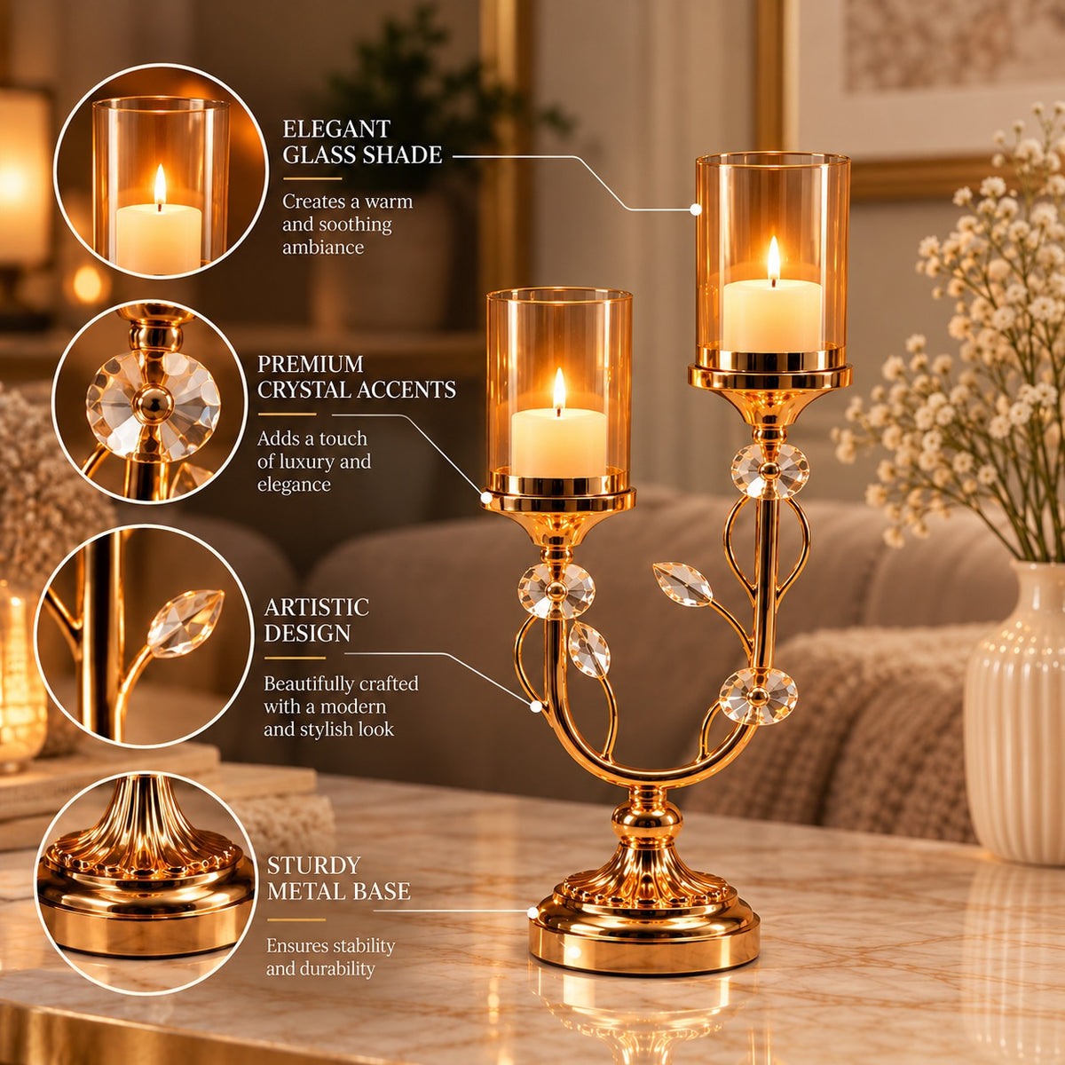Dual Candle Holder Stand