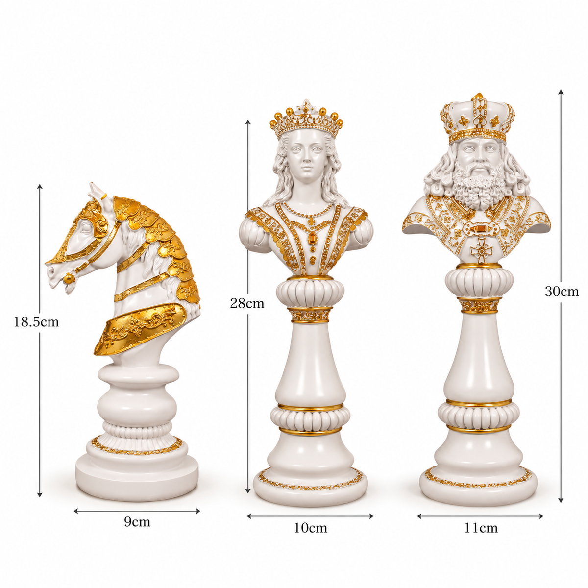 Luxury Chess Bust Sculpture Set Tabletop Organizer Set