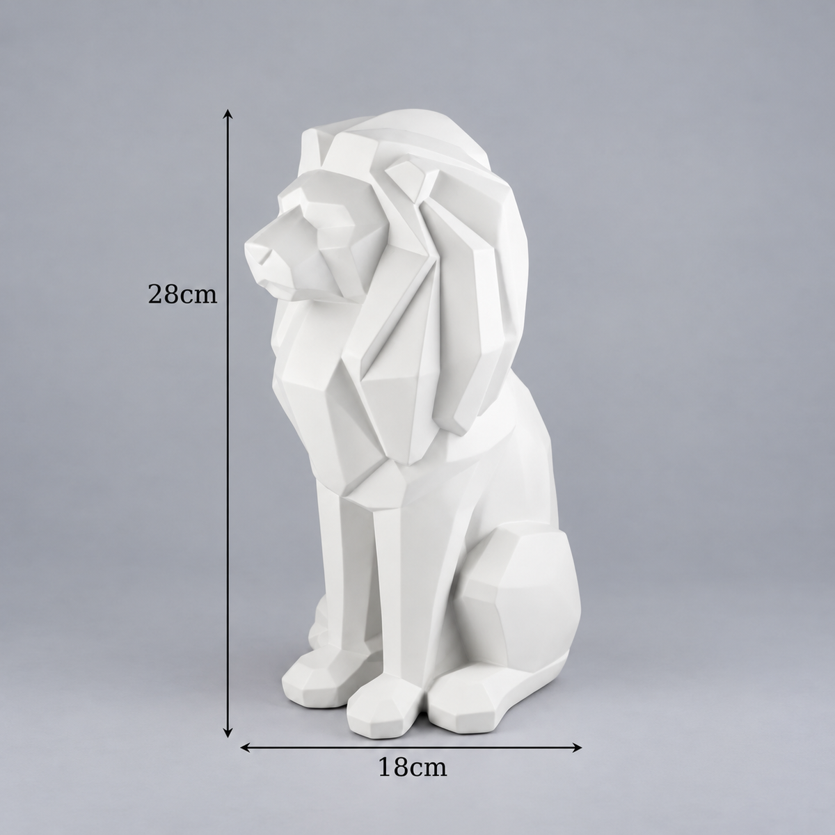 Geometric Sitting Lion Polyresin Showpiece for Living Room