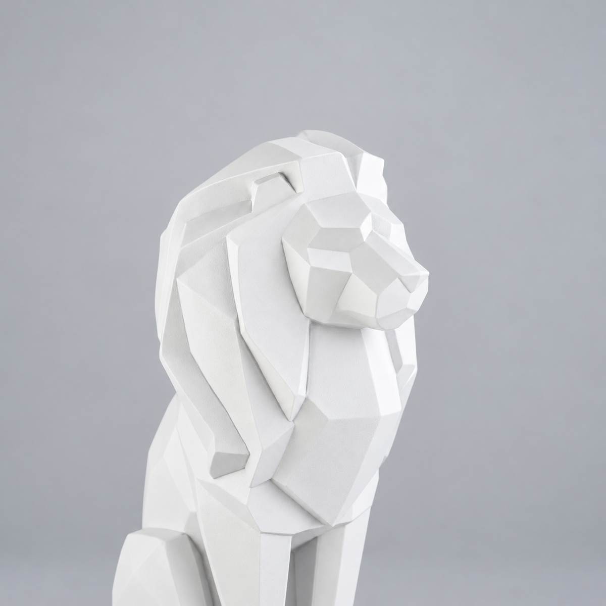 Geometric Sitting Lion Polyresin Showpiece for Living Room
