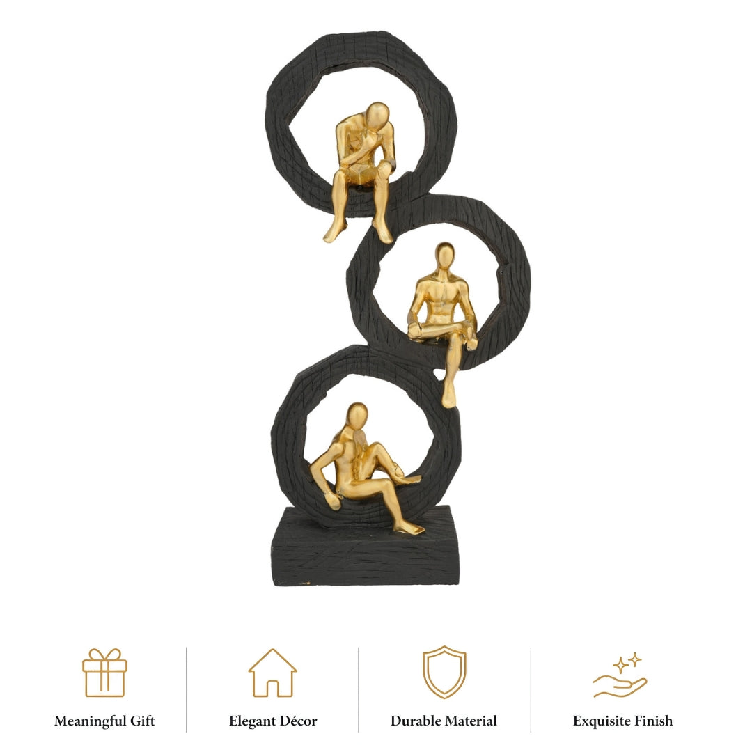Abstract Human Figure Polyresin Showpiece in Black & Gold – 37 CM