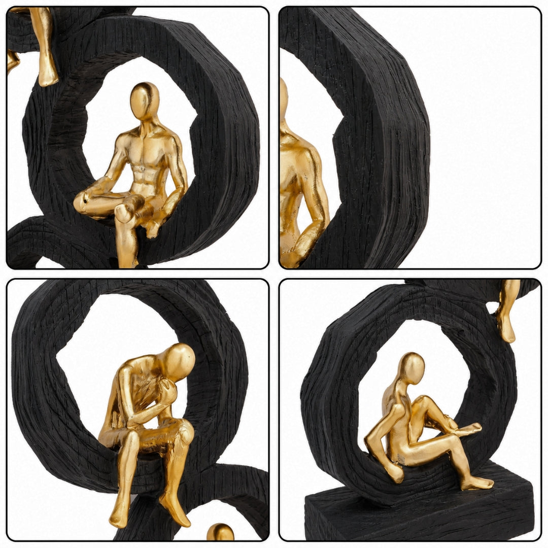 Abstract Human Figure Polyresin Showpiece in Black & Gold – 37 CM