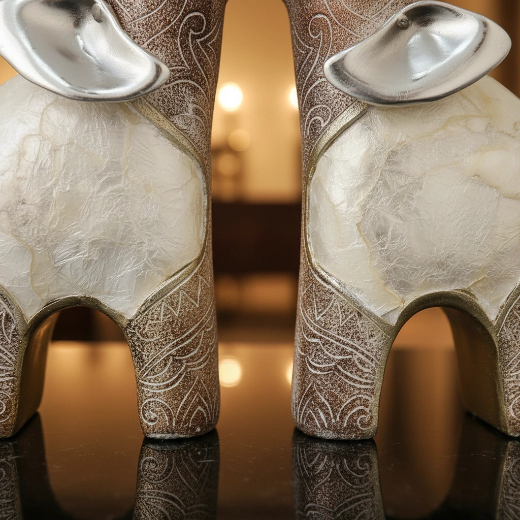 Luxury Heart Trunk Elephant Showpiece Pair