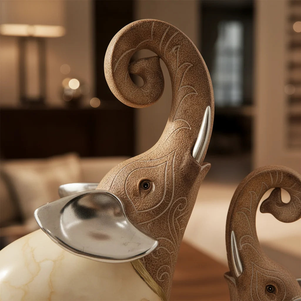 Ivory Majesty Elephant Decor Showpiece Set