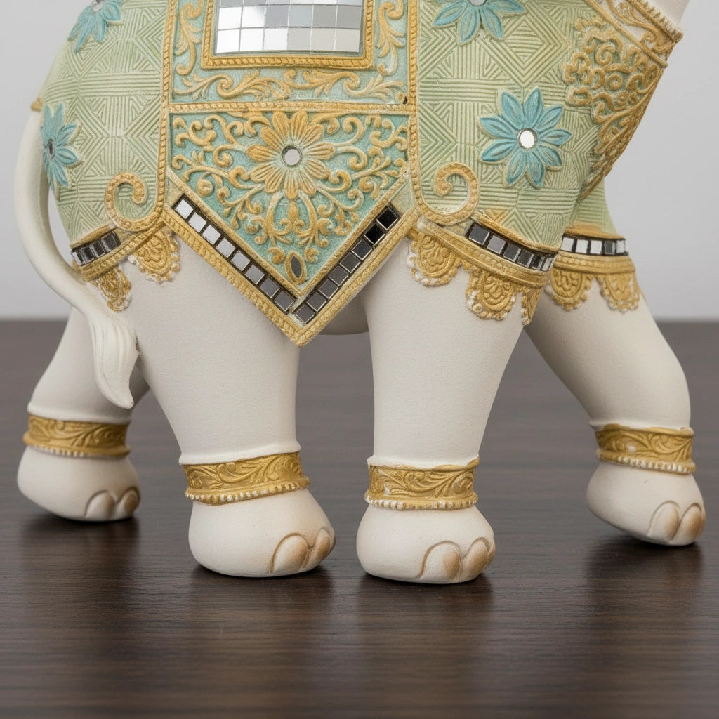 Auspicious Royal Elephant Showpiece – Mirror Work Luxury Decor