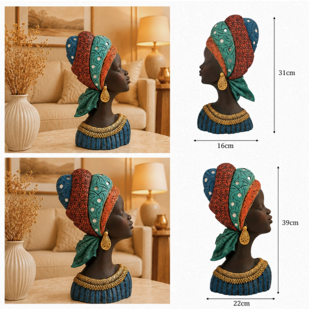 African Woman Polyresin Decorative Showpiece Set of 2