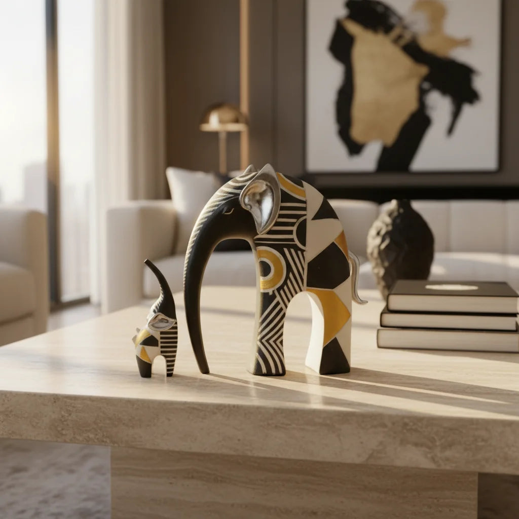 Regal Aura Geometric Elephant Decor Showpiece Set