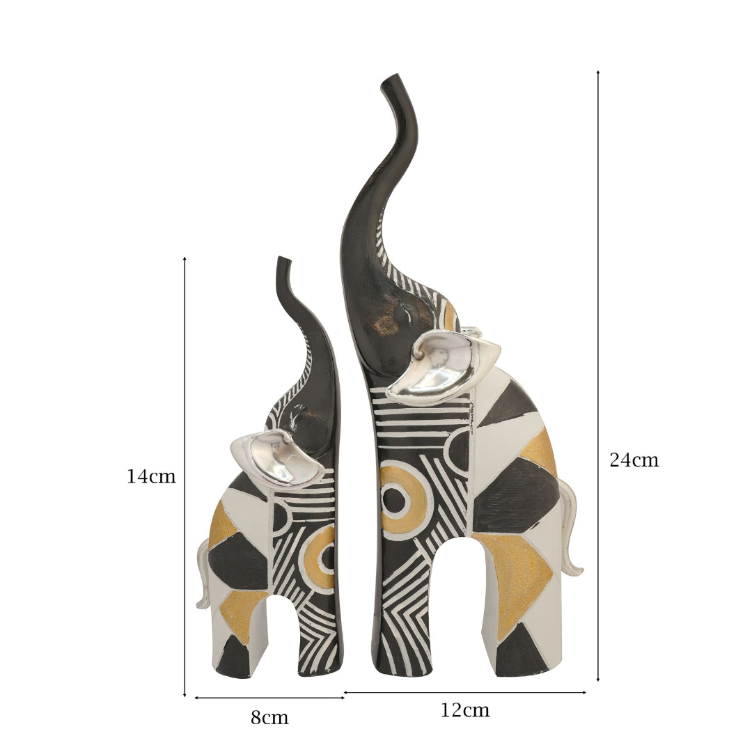 Majestic Aura Geometric Elephant Sculpture Set