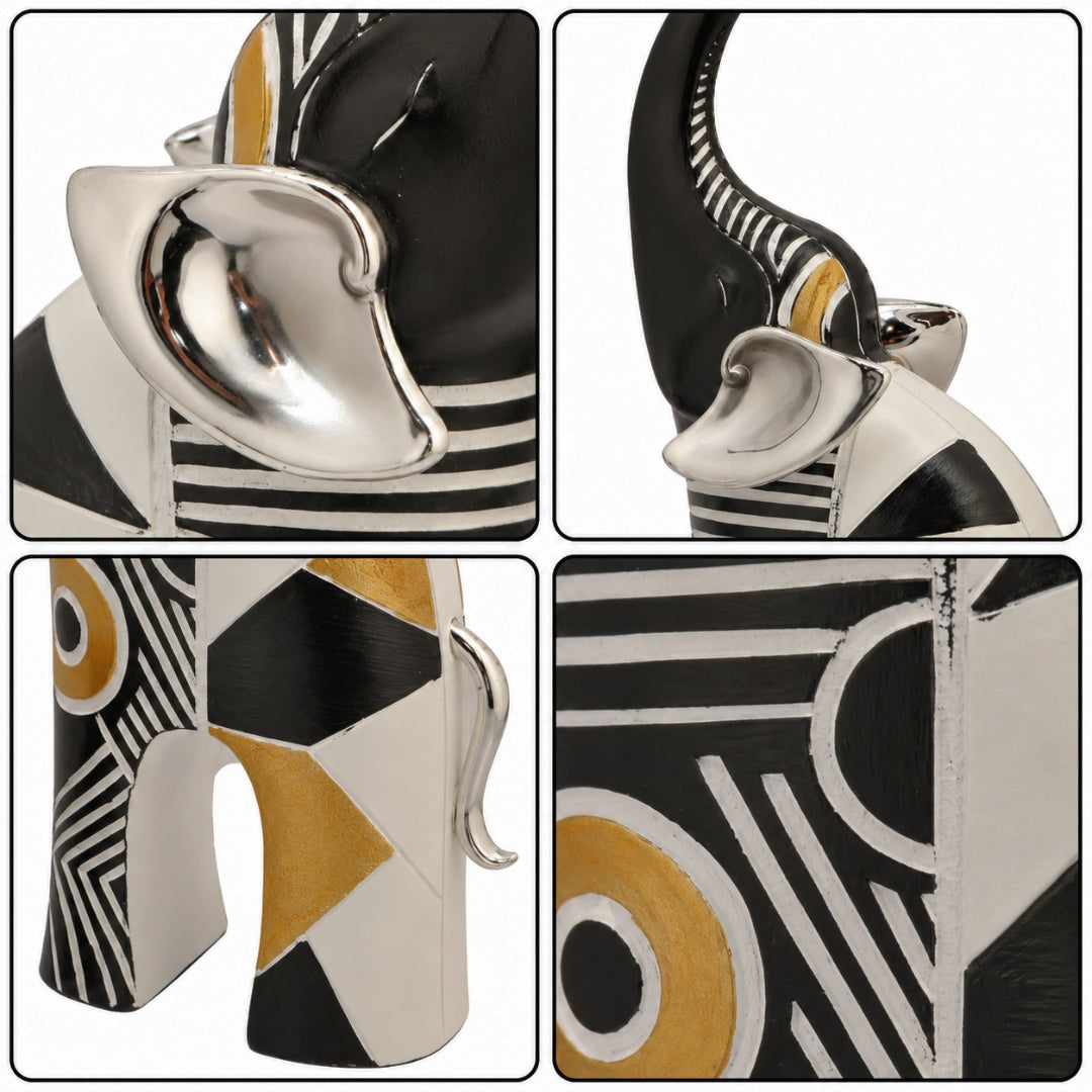 Majestic Aura Geometric Elephant Sculpture Set