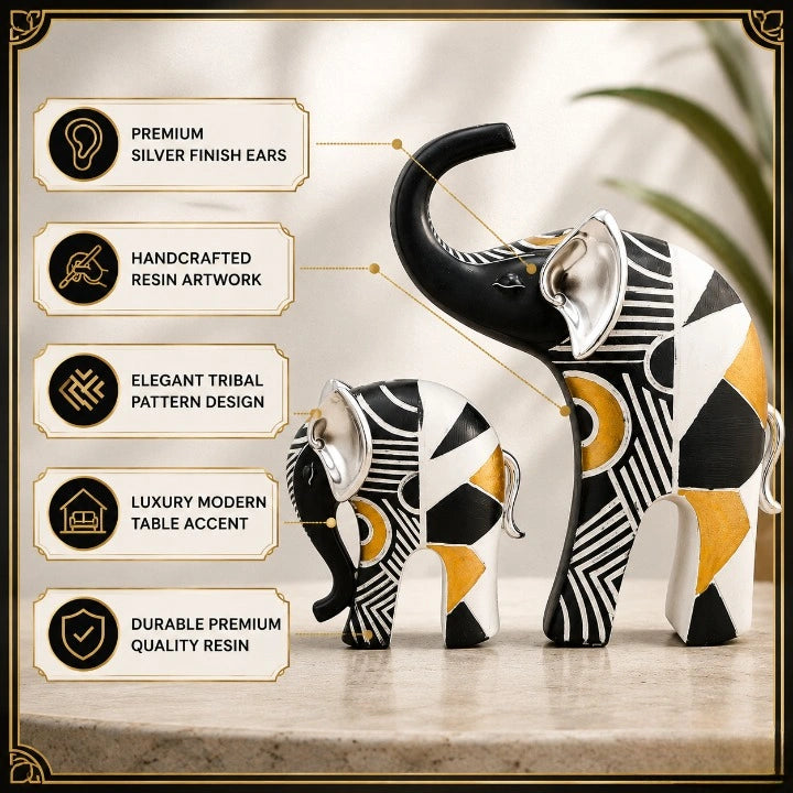 Geometric Elephant Showpiece Set