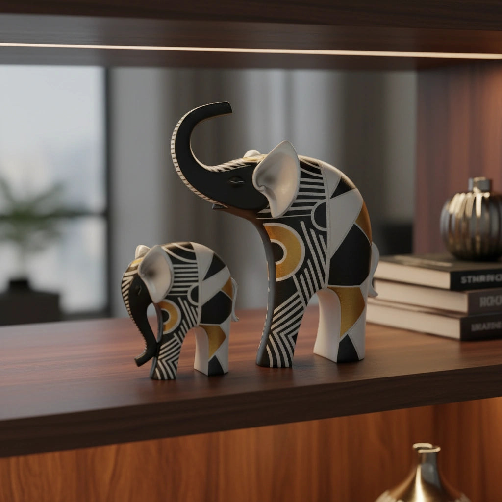 Geometric Elephant Showpiece Set