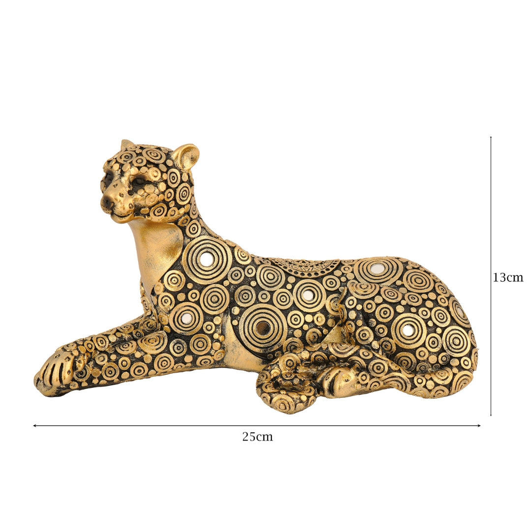 Antique Gold Leopard Polyresin Decorative Showpiece – 25 CM