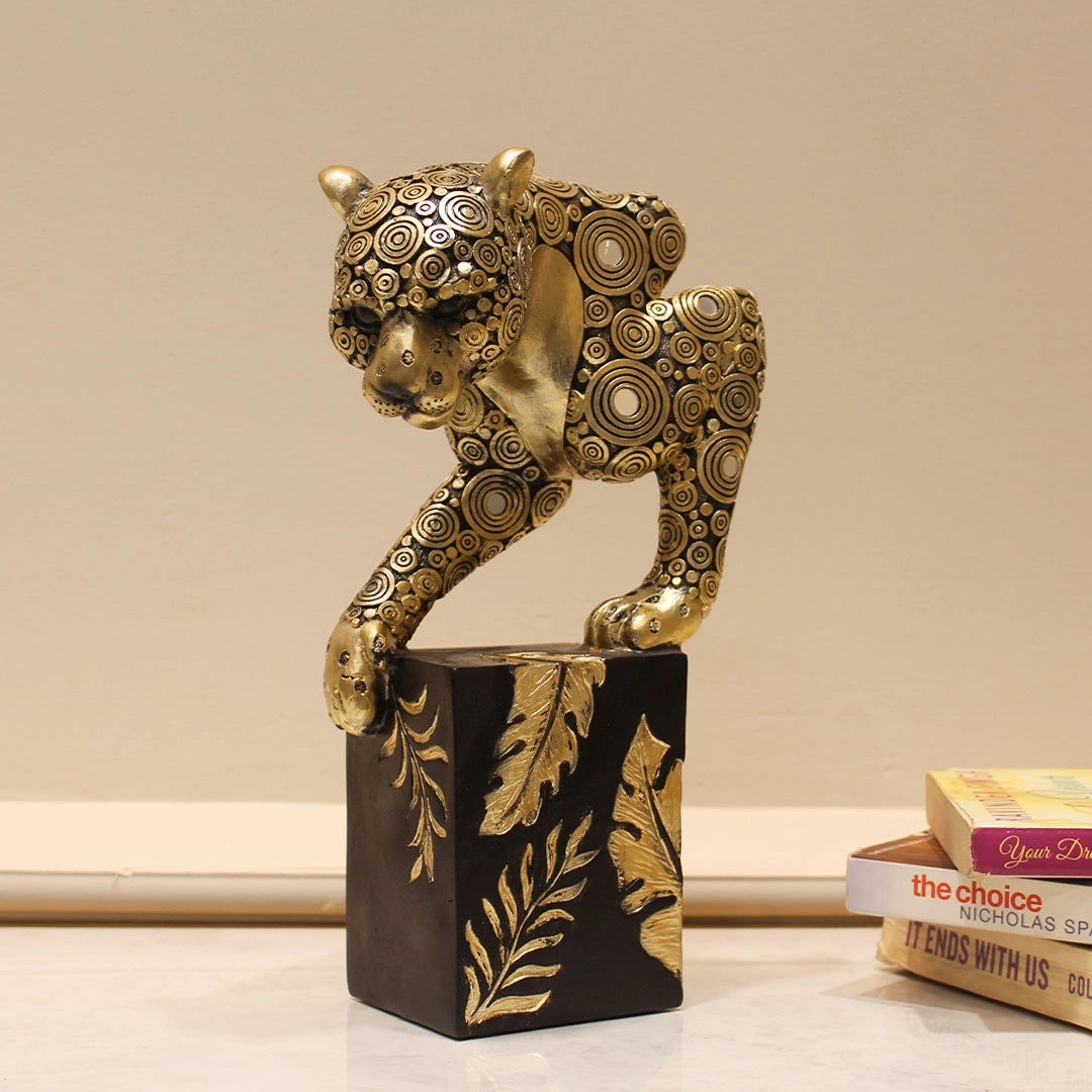 Golden Resin Panther Showpiece