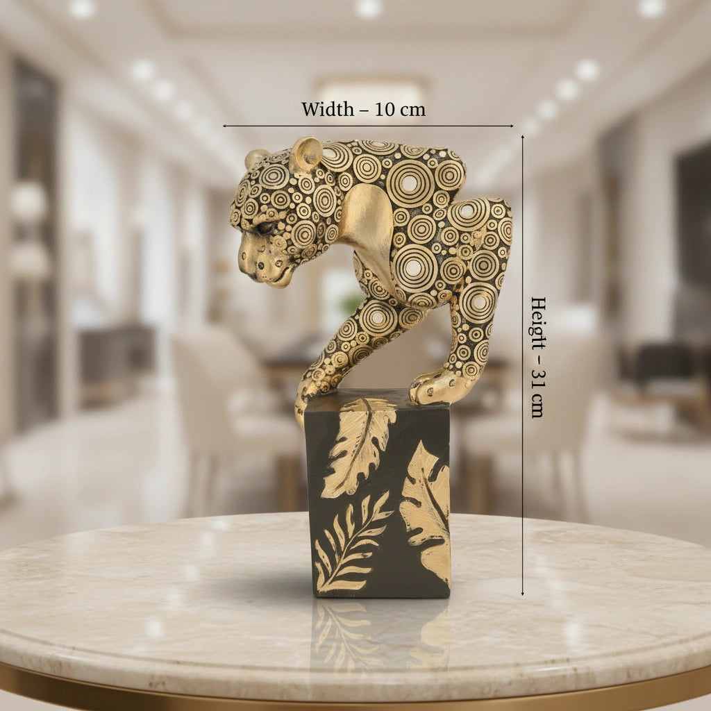 Golden Resin Panther Showpiece